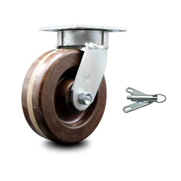 6 Inch Kingpinless High Temp Phenolic Wheel Swivel Caster with Swivel Lock SCC